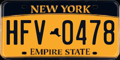 NY license plate HFV0478