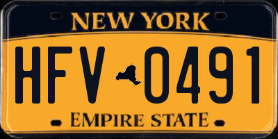 NY license plate HFV0491