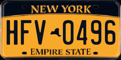 NY license plate HFV0496