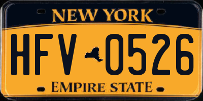NY license plate HFV0526