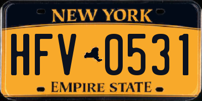 NY license plate HFV0531