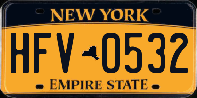 NY license plate HFV0532