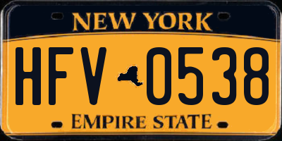 NY license plate HFV0538