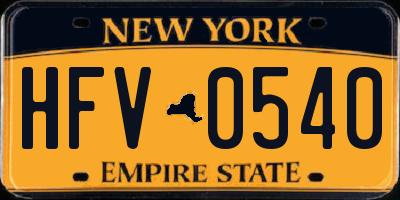 NY license plate HFV0540