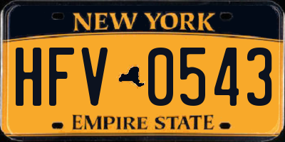 NY license plate HFV0543