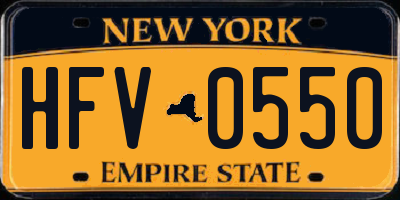 NY license plate HFV0550