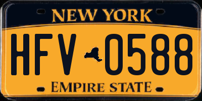 NY license plate HFV0588