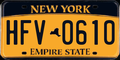 NY license plate HFV0610
