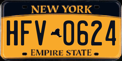 NY license plate HFV0624