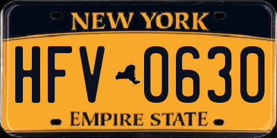 NY license plate HFV0630
