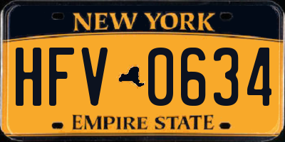 NY license plate HFV0634