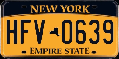 NY license plate HFV0639