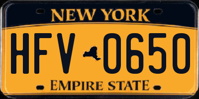 NY license plate HFV0650