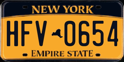 NY license plate HFV0654