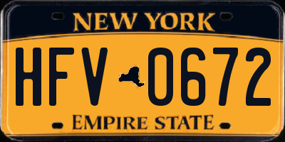 NY license plate HFV0672