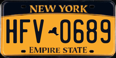 NY license plate HFV0689