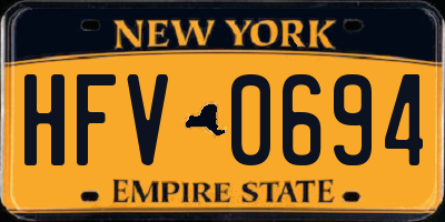 NY license plate HFV0694