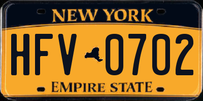 NY license plate HFV0702