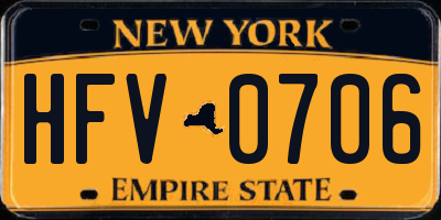 NY license plate HFV0706