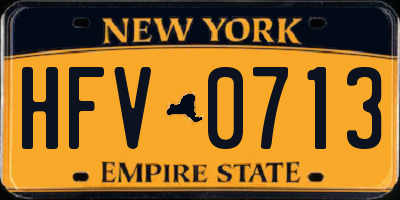 NY license plate HFV0713
