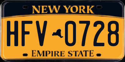 NY license plate HFV0728