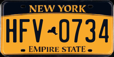 NY license plate HFV0734