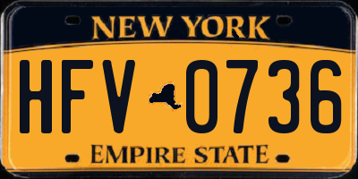 NY license plate HFV0736