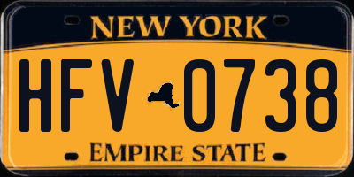 NY license plate HFV0738