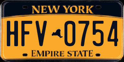 NY license plate HFV0754
