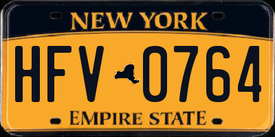 NY license plate HFV0764