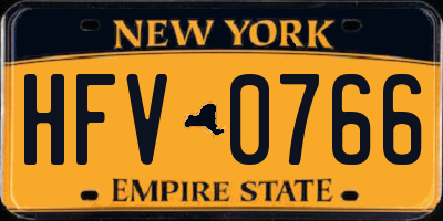 NY license plate HFV0766