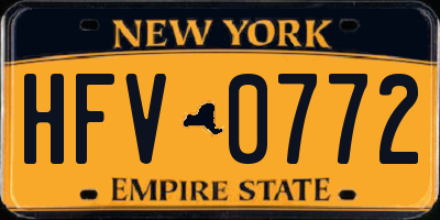 NY license plate HFV0772