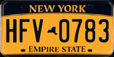 NY license plate HFV0783
