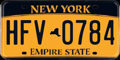 NY license plate HFV0784
