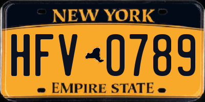 NY license plate HFV0789