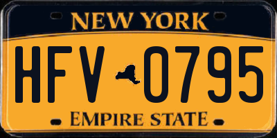 NY license plate HFV0795