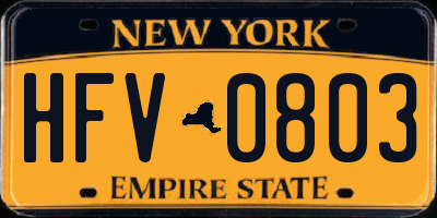 NY license plate HFV0803