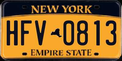 NY license plate HFV0813