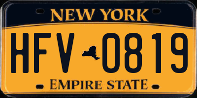 NY license plate HFV0819