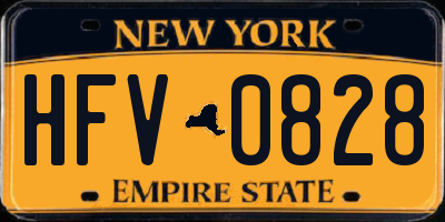NY license plate HFV0828