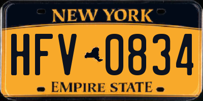 NY license plate HFV0834