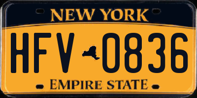 NY license plate HFV0836