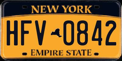 NY license plate HFV0842