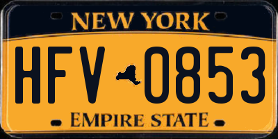 NY license plate HFV0853