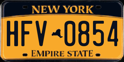 NY license plate HFV0854