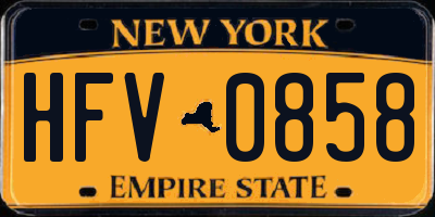 NY license plate HFV0858