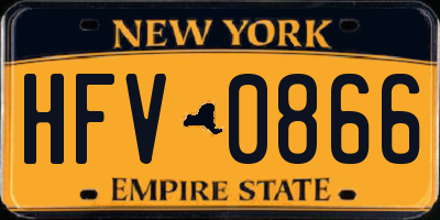 NY license plate HFV0866