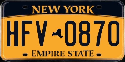 NY license plate HFV0870