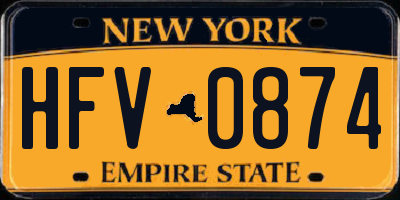 NY license plate HFV0874