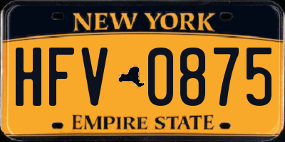 NY license plate HFV0875